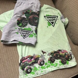 Monster Jam Kids' Green and Gray T-Shirt Set